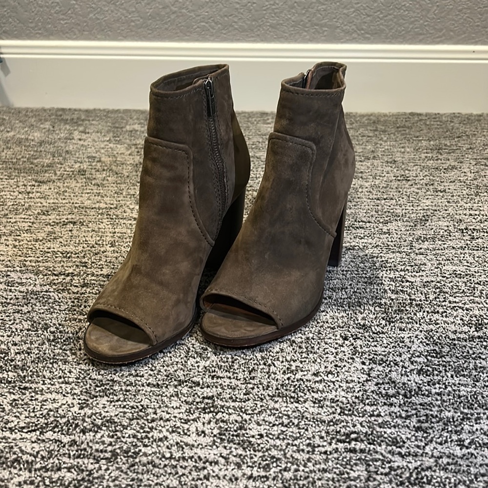 Frye open toe booties, worn twice, excellent condition and quality